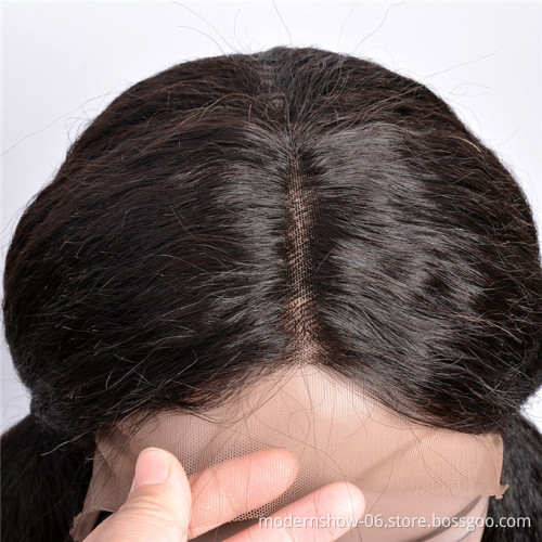 Factory Wholesale Price Cuticle Aligned Human Hair Lace Frontal Wig 13 by 4 Yaki Straight Lace Front Wig Kinky Straight